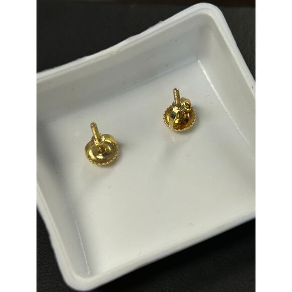 Moissanite and 14k gold plated earrings- small square kite‎ screwbacks hip hop - Picture 3 of 3